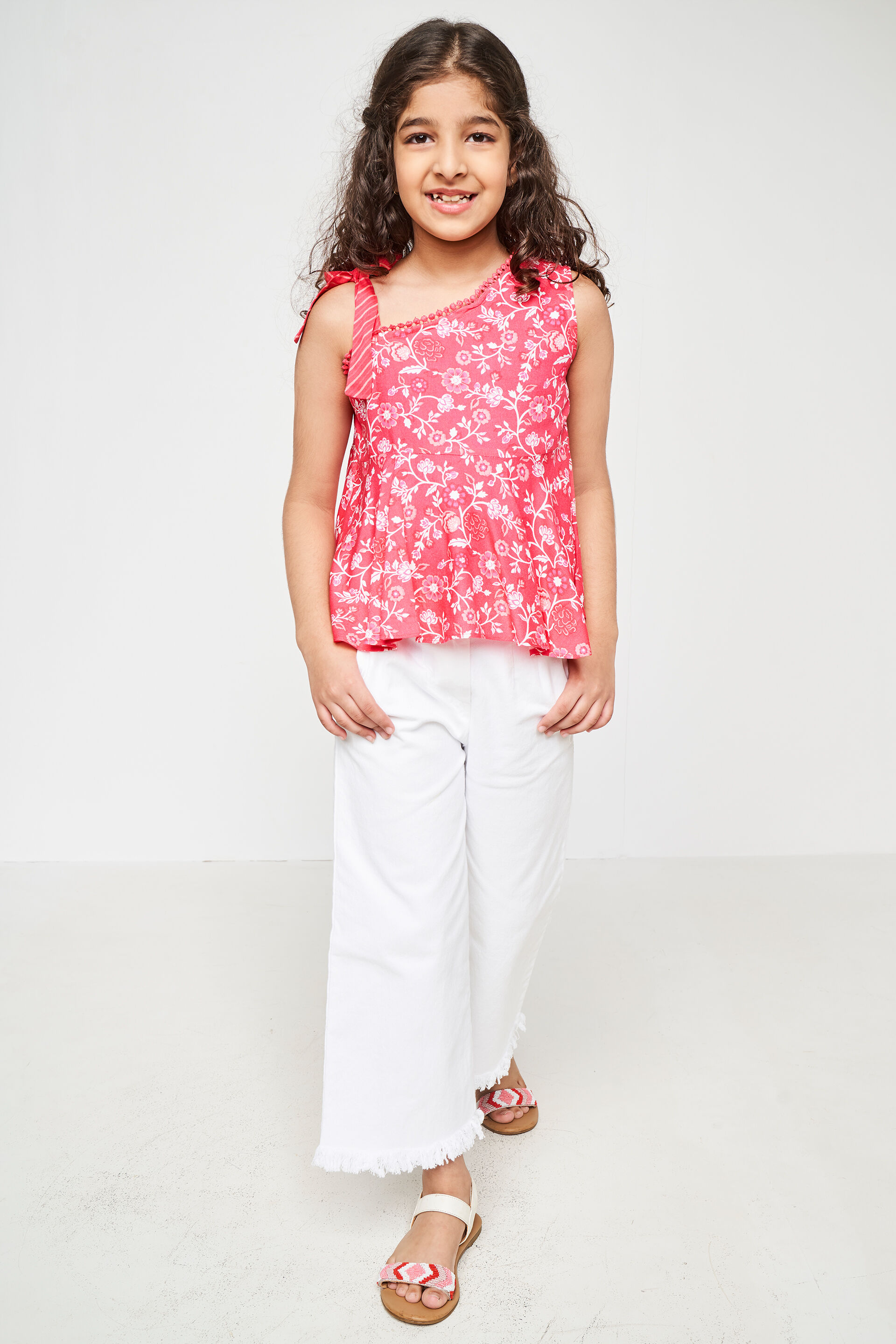 Pink Floral Flared Top, Pink, image 5